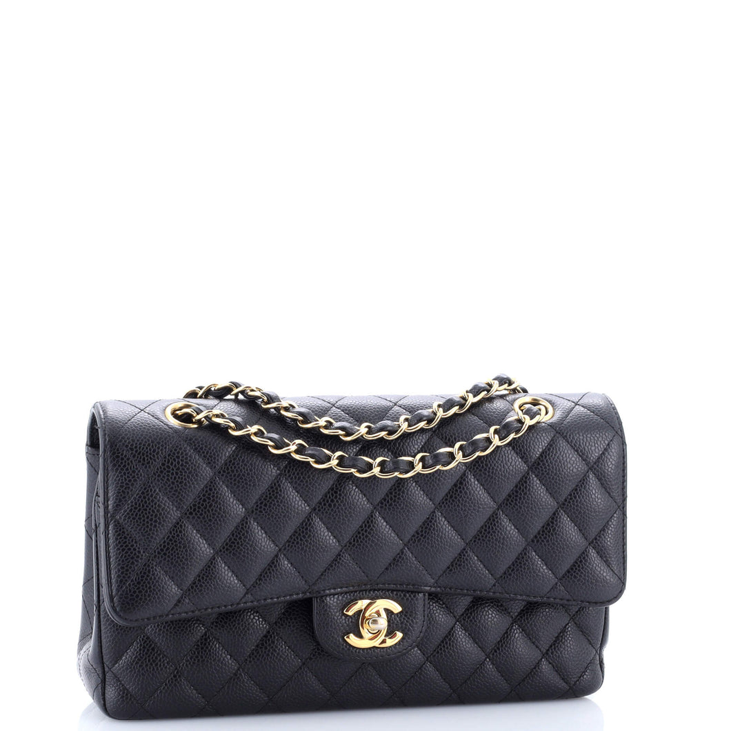 Classic Double Flap Bag Quilted Caviar Medium