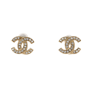 CC Stud Earrings Metal with Crystals
