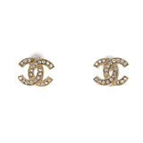 CC Stud Earrings Metal with Crystals