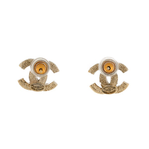 CC Stud Earrings Metal with Crystals