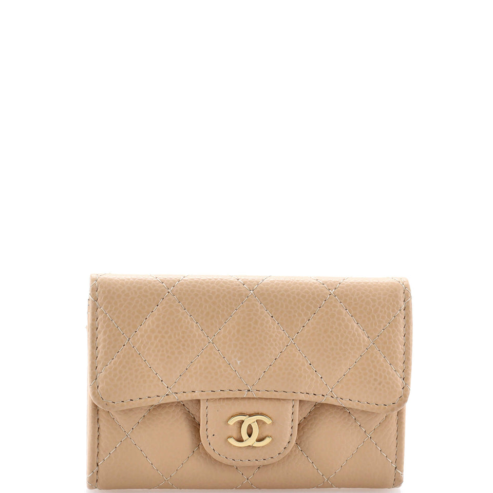 Classic Flap Card Case Quilted Caviar