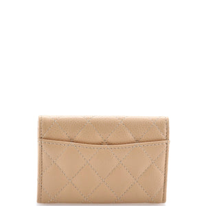 Classic Flap Card Case Quilted Caviar