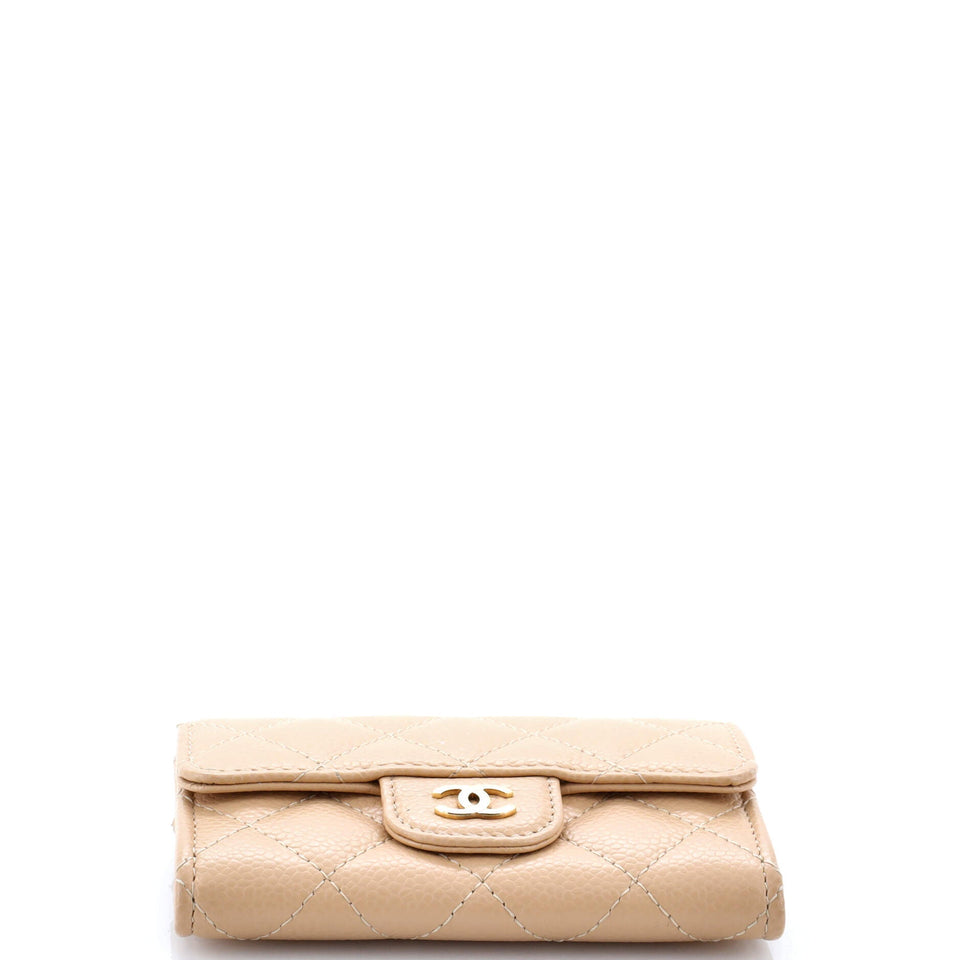Classic Flap Card Case Quilted Caviar