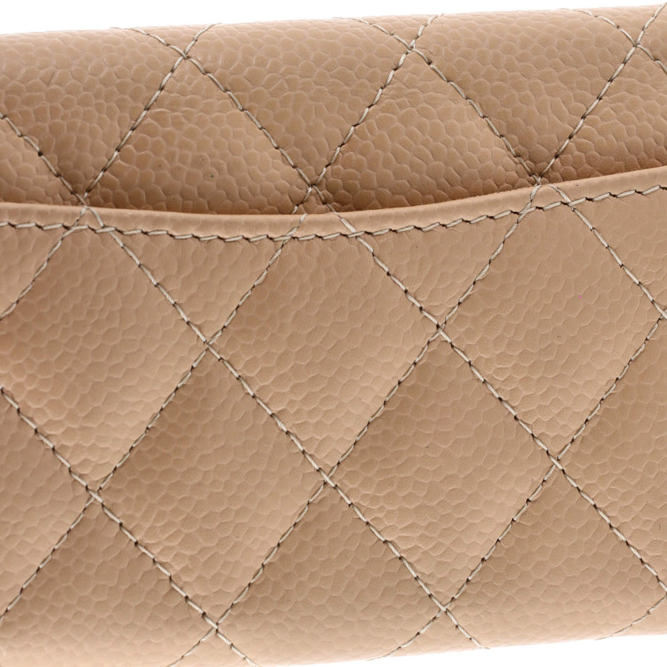 Classic Flap Card Case Quilted Caviar