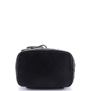 Double Pocket Drawstring Backpack Quilted Calfskin Small