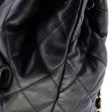 Double Pocket Drawstring Backpack Quilted Calfskin Small