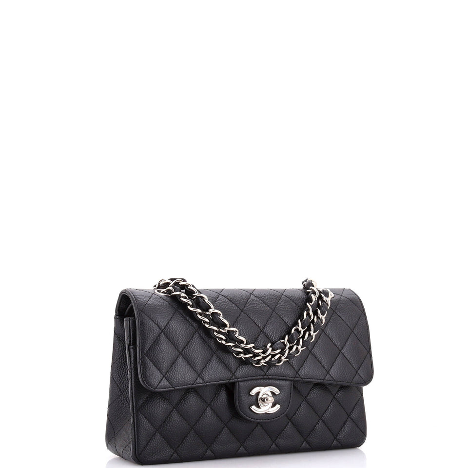 Vintage Classic Double Flap Bag Quilted Caviar Small
