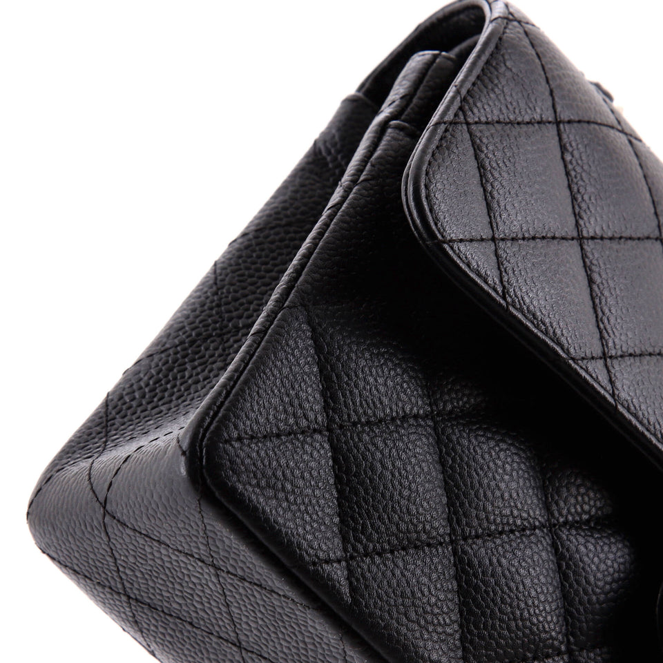 Vintage Classic Double Flap Bag Quilted Caviar Small