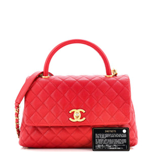 Coco Top Handle Bag Quilted Caviar Small