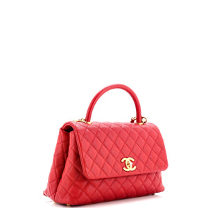 Coco Top Handle Bag Quilted Caviar Small