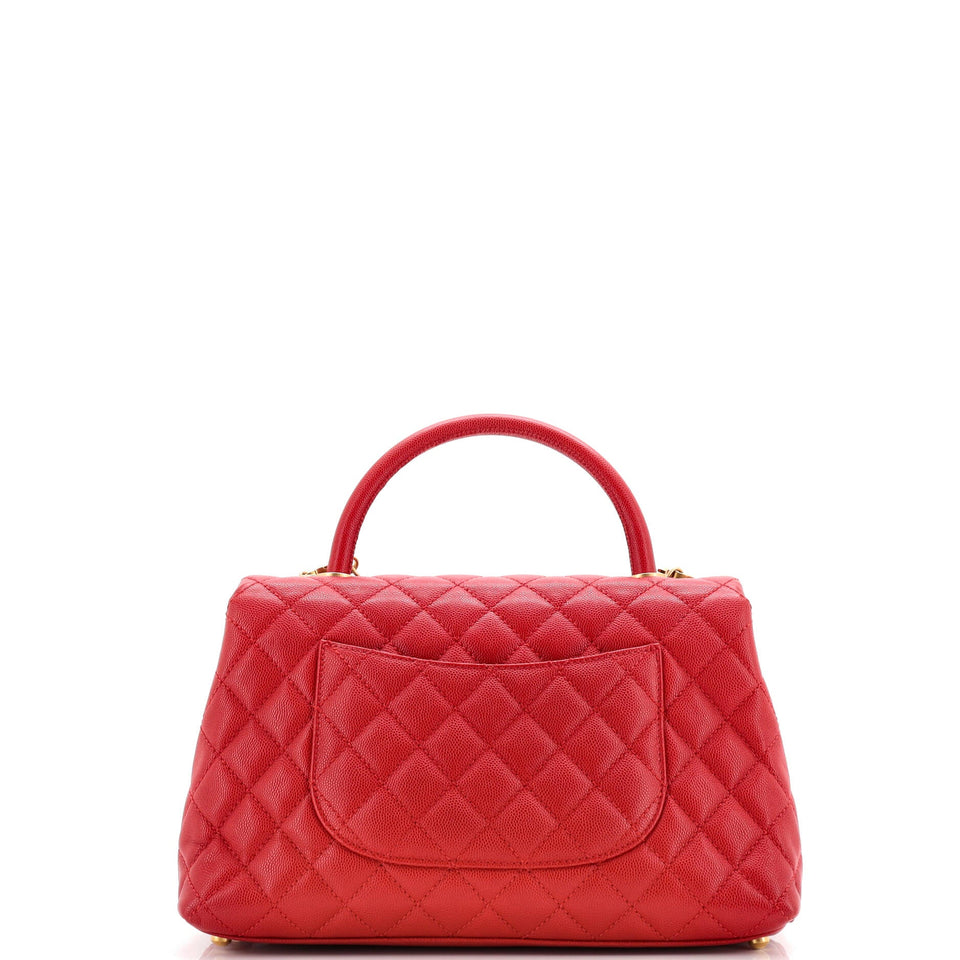 Coco Top Handle Bag Quilted Caviar Small