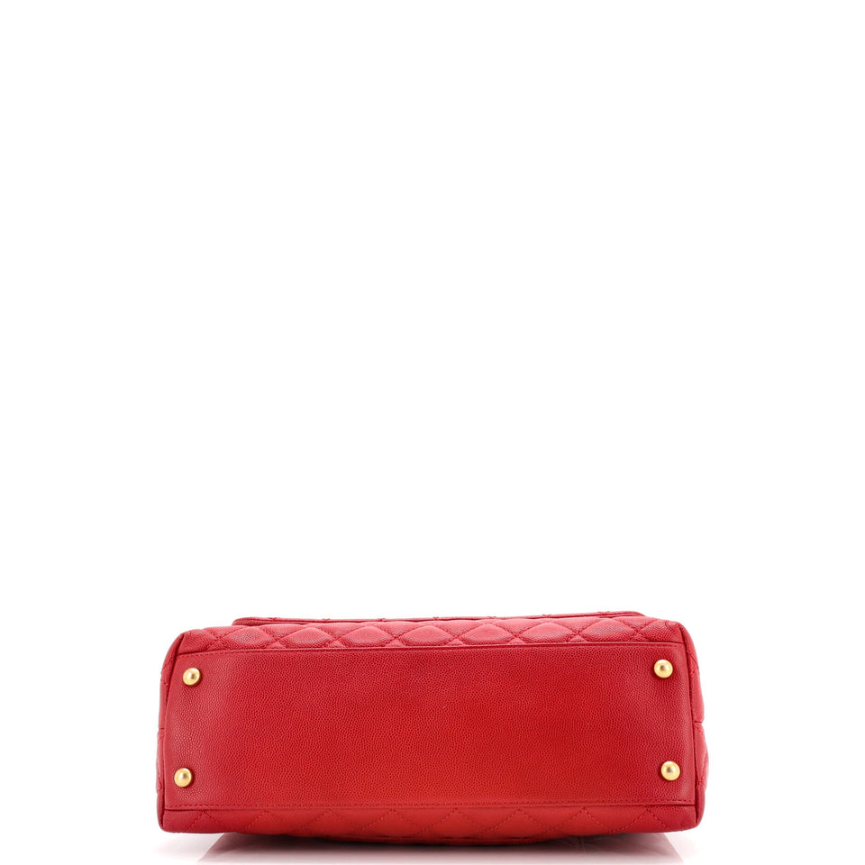 Coco Top Handle Bag Quilted Caviar Small