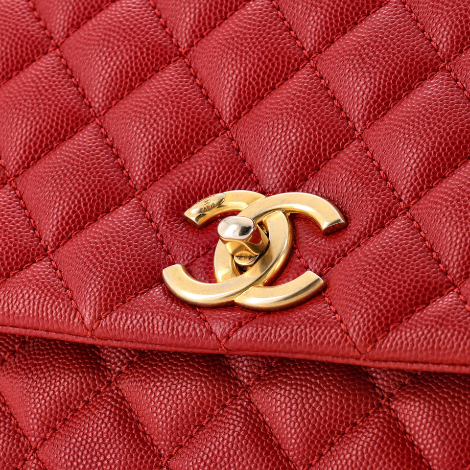 Coco Top Handle Bag Quilted Caviar Small