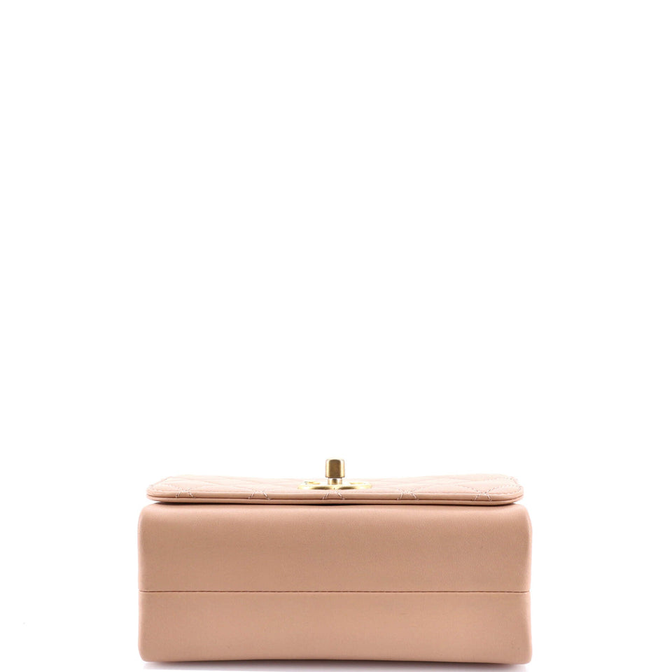 Pearl Boy Chain Flap Bag Quilted Calfskin Mini
