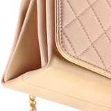 Pearl Boy Chain Flap Bag Quilted Calfskin Mini