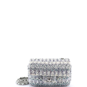 Classic Single Flap Bag Quilted Tweed and Ribbon Mini