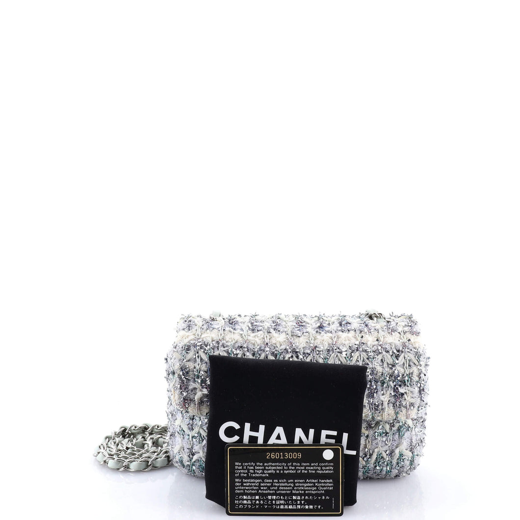 Classic Single Flap Bag Quilted Tweed and Ribbon Mini