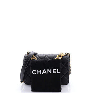 Pearl Boy Chain Flap Bag Quilted Calfskin Mini