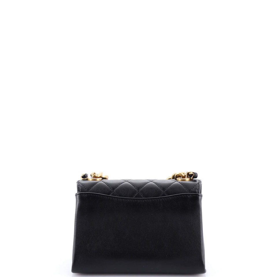 Pearl Boy Chain Flap Bag Quilted Calfskin Mini