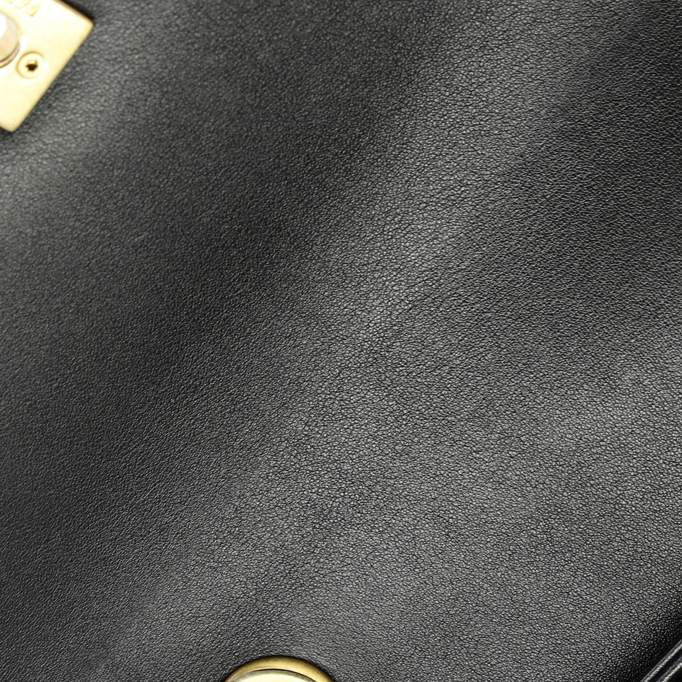 Pearl Boy Chain Flap Bag Quilted Calfskin Mini