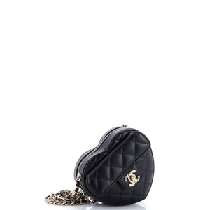 CC in Love Heart Clutch with Chain Quilted Lambskin