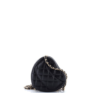 CC in Love Heart Clutch with Chain Quilted Lambskin
