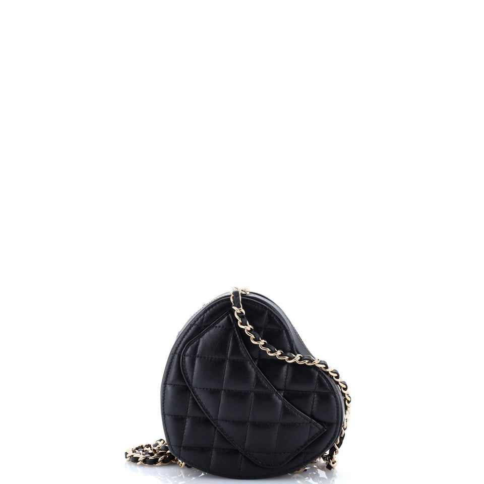 CC in Love Heart Clutch with Chain Quilted Lambskin