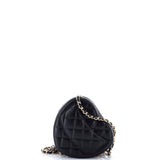 CC in Love Heart Clutch with Chain Quilted Lambskin