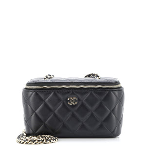 Classic Vanity Case with Chain Quilted Lambskin Small