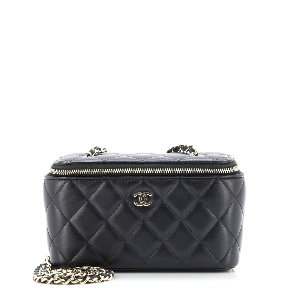 Classic Vanity Case with Chain Quilted Lambskin Small