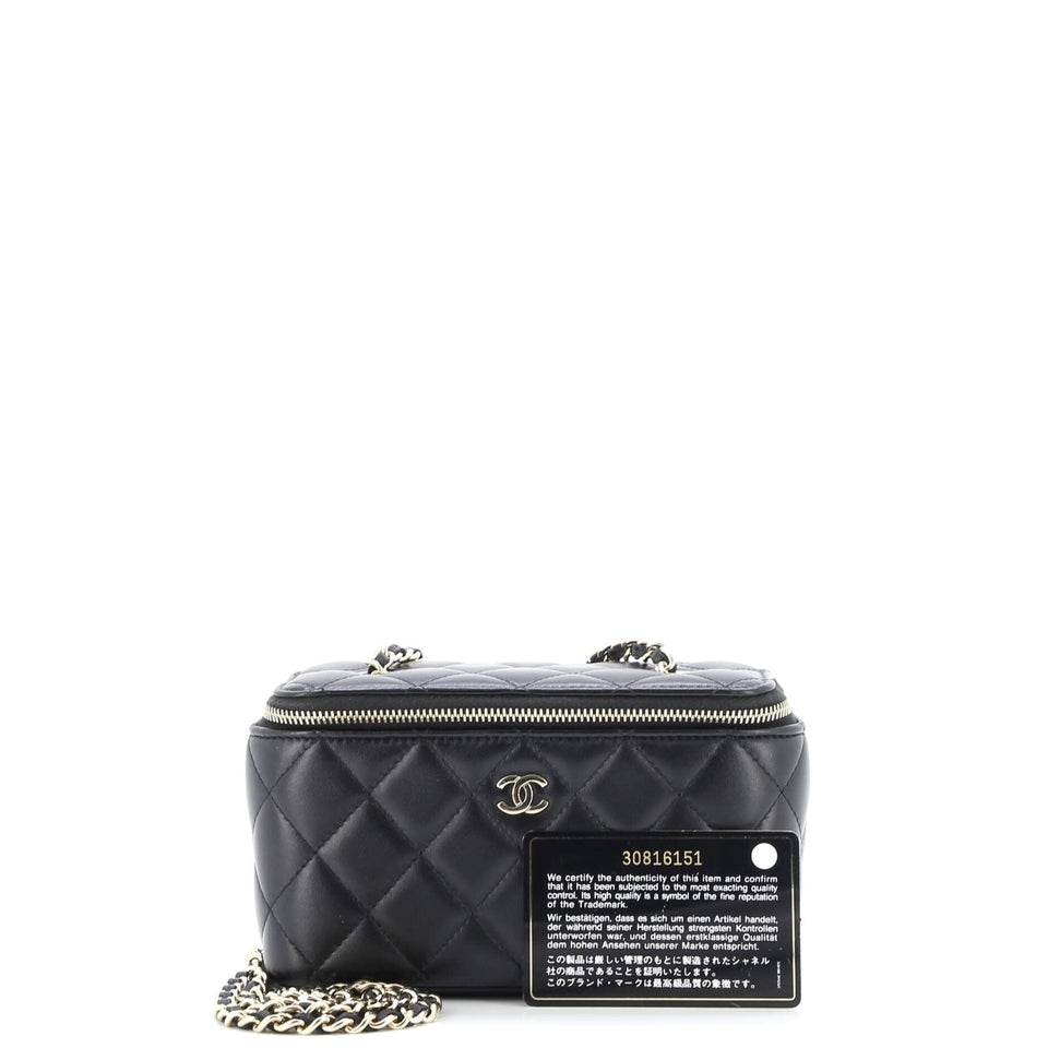 Classic Vanity Case with Chain Quilted Lambskin Small