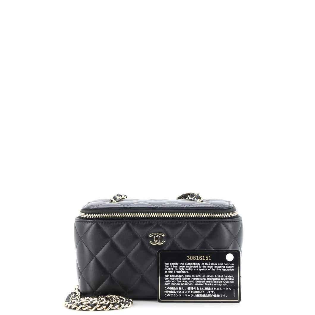 Classic Vanity Case with Chain Quilted Lambskin Small