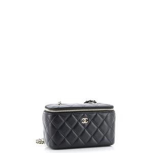 Classic Vanity Case with Chain Quilted Lambskin Small