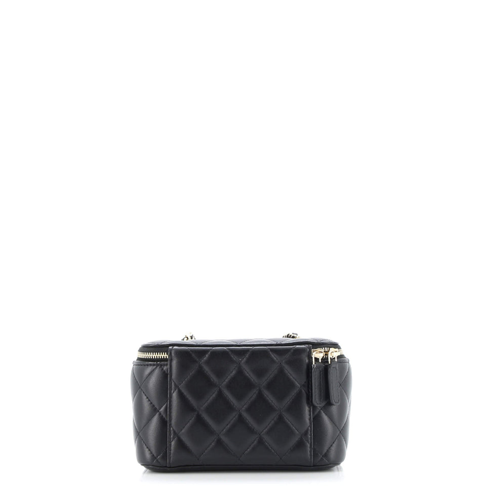 Classic Vanity Case with Chain Quilted Lambskin Small