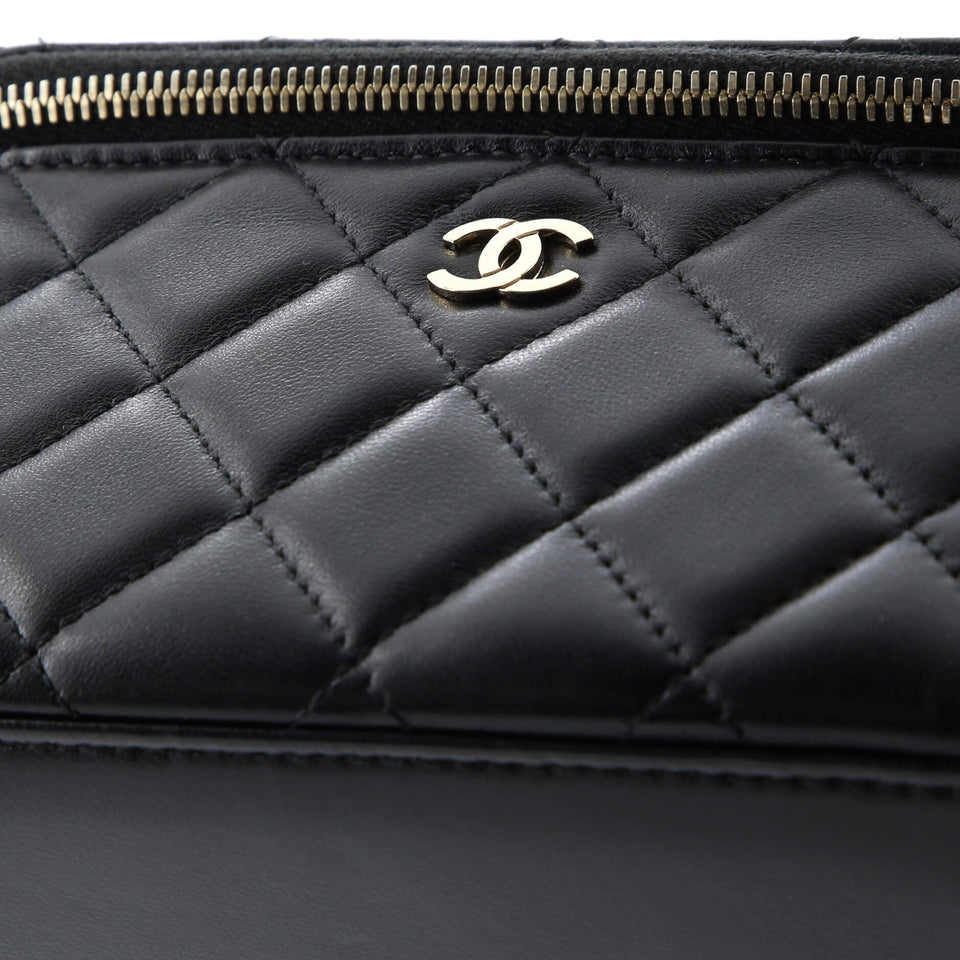 Classic Vanity Case with Chain Quilted Lambskin Small