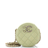 French New Wave Round Clutch with Chain Quilted Caviar