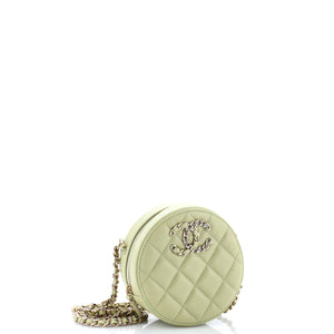 French New Wave Round Clutch with Chain Quilted Caviar