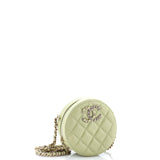 French New Wave Round Clutch with Chain Quilted Caviar