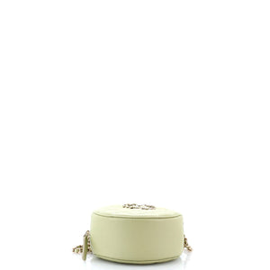 French New Wave Round Clutch with Chain Quilted Caviar