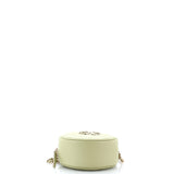 French New Wave Round Clutch with Chain Quilted Caviar