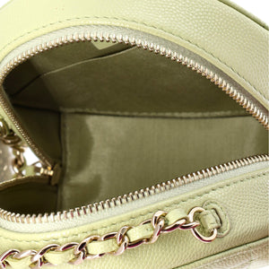 French New Wave Round Clutch with Chain Quilted Caviar