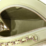 French New Wave Round Clutch with Chain Quilted Caviar