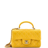 Classic Single Flap Top Handle Bag Quilted Lambskin Mini