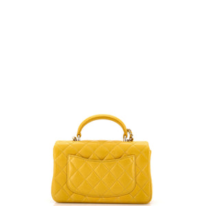 Classic Single Flap Top Handle Bag Quilted Lambskin Mini