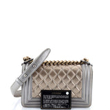 Boy Flap Bag Quilted Metallic Calfskin Small