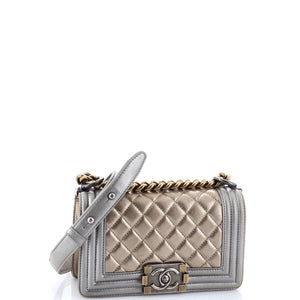 Boy Flap Bag Quilted Metallic Calfskin Small