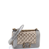 Boy Flap Bag Quilted Metallic Calfskin Small