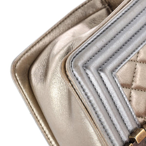 Boy Flap Bag Quilted Metallic Calfskin Small