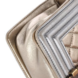 Boy Flap Bag Quilted Metallic Calfskin Small