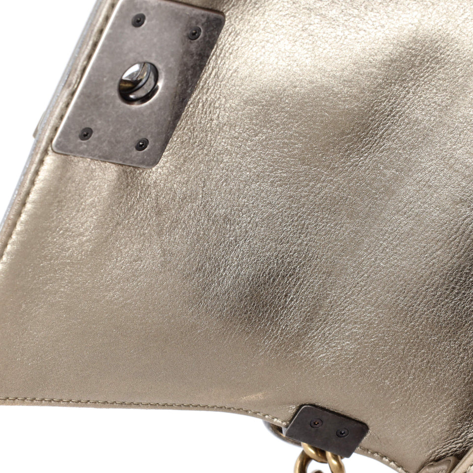 Boy Flap Bag Quilted Metallic Calfskin Small